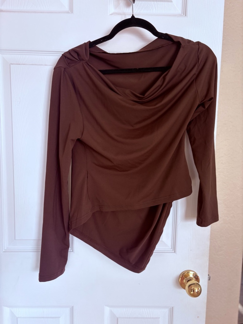 2 Piece Lounge Set Medium Brown Top & Wide Leg Pants Soft Stretch NWOT